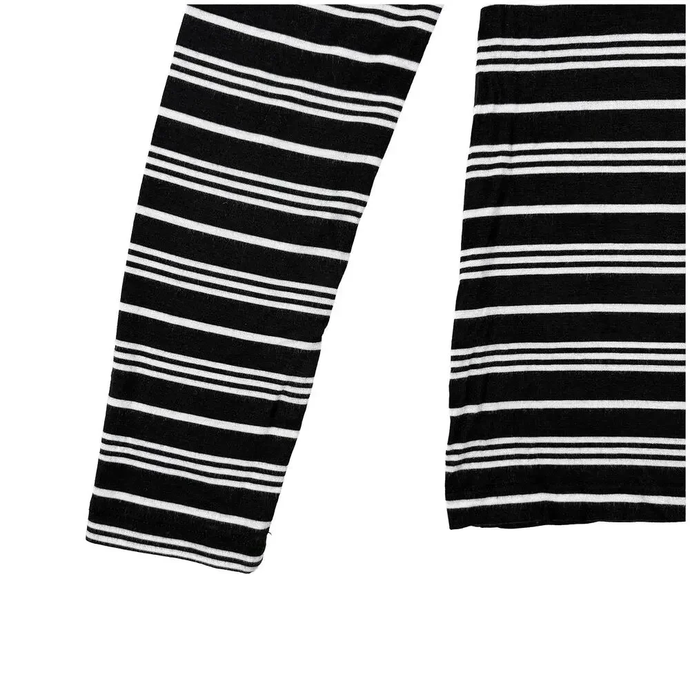 Talbots Thermawarm Turtleneck Women XS Striped Black White Cozy Layering Classic